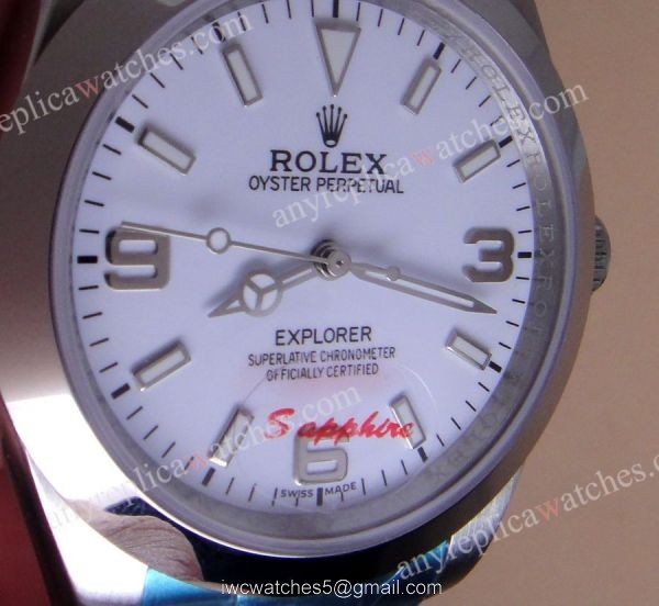 Replica Rolex Explorer White Dial Stainless Steel Mens Watch 5