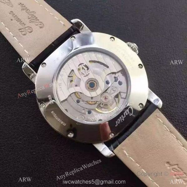 Copy Swiss Cartier Louis Moon Phase Watch SS Smooth Bezel 5