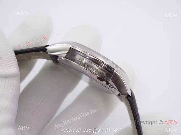 Swiss Omega De Ville Fake SS Black Leather Watch 8500 Movement 5