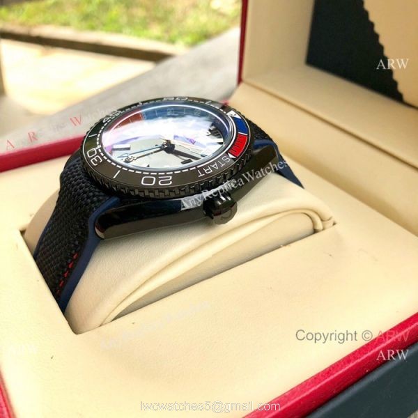 Copy Omega Seamaster Planet Ocean Deep Black GMT Watches Black Dial 5
