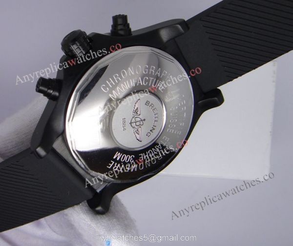 Replica Breitling Super Avenger Black Chronograph Rubber Strap 48mm 5