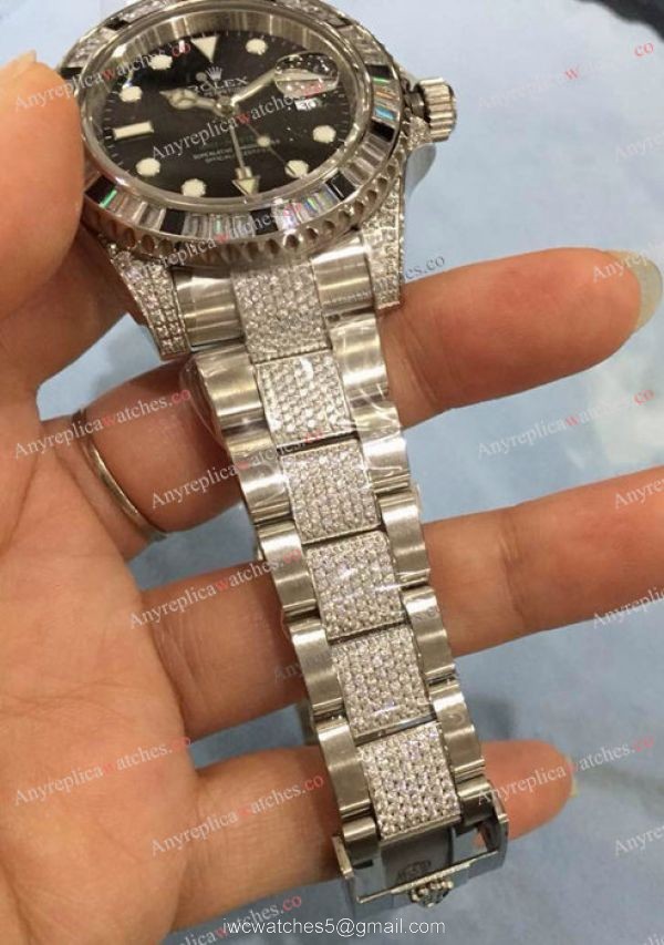 Swiss Replica Rolex GMT Master 2 Rainbow Bezel Black Dial Watch 40mm 5