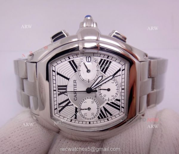 Cartier Roadster Stainless Steel Chronograph Replica Watch / Swiss Grade Case 5
