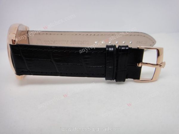 Rolex Cellini Rose Gold Black Diamond Markers Black Leather Japan Grade 5