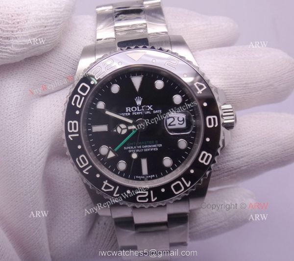 Replica ROLEX GMT-MASTER II Watch SS Case Black Ceramic Bezel 5
