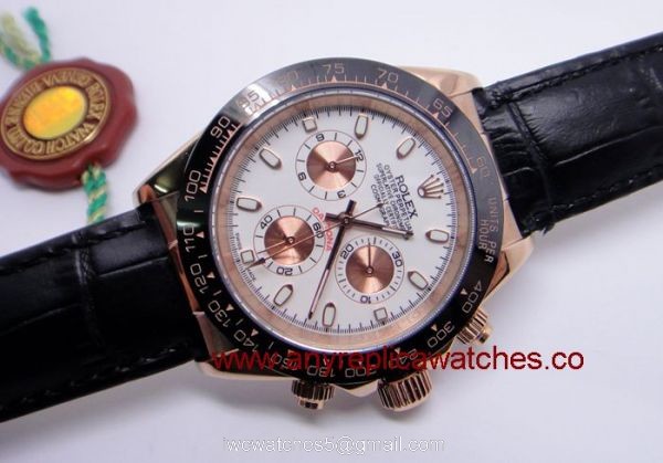 Replica Rolex Daytona Watch White Face &038; Black Ceramic Rose Gold Case 5