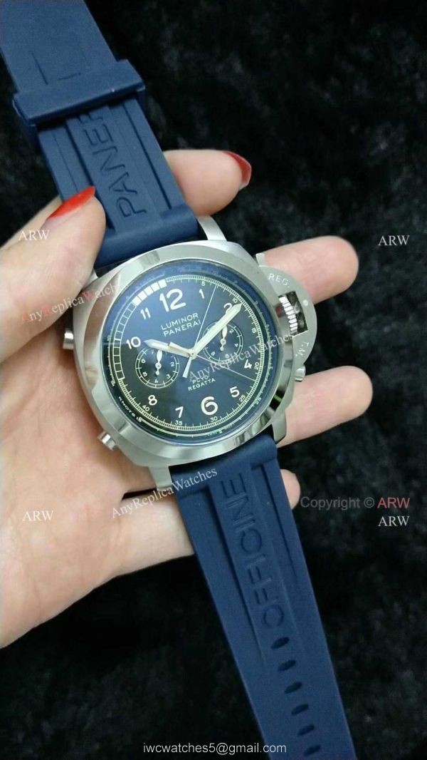 Panerai Luminor PCYC Chrono SS Blue Face Watch Replica 5