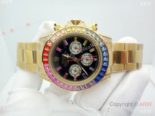 Rolex Rainbow Replica Watch 40mm Yellow Gold Automatic Movement 5