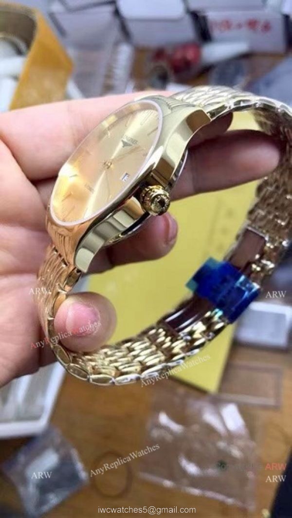 Swiss Replica Longines 39mm Watch All Gold Sapphire crystal 5