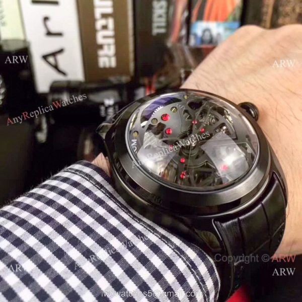 Replica Corum Skeleton Bubble Squelette Watch Black Case Silver Dial 5