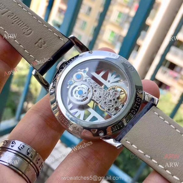 Replica Corum Skeleton Golden Bridge SS White Watch AAA Quality 5