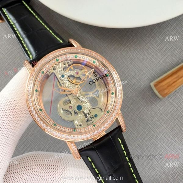 Copy Golden Bridge Corum Watch Diamond Bezel Rose Gold 5