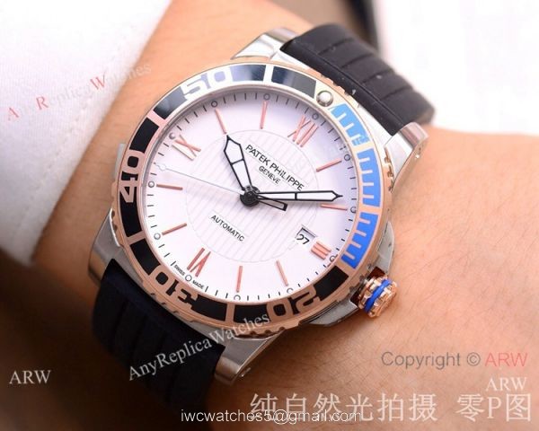 Clone Patek Philippe Geneve SS Black Blue Bezel Watch Automatic Movement 5