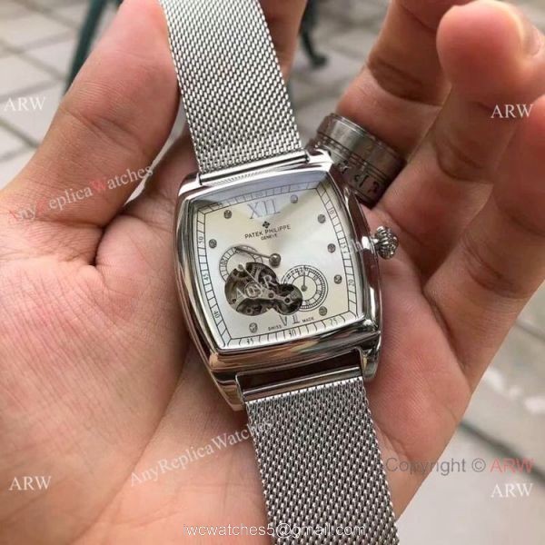 New Fake Patek Philippe Geneve Stainless Steel Black Dial Watch 40mm 5