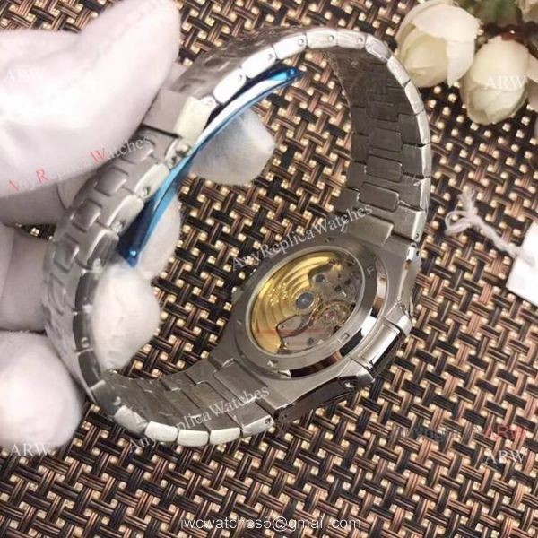 New Patek Philippe Nautilus White Face Annual Calendar Watch Brown Leather Strap 5