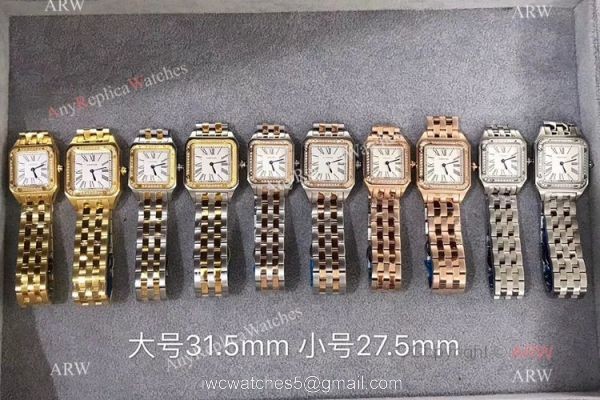 Two Tone Cartier Santos Diamond Replica Watch Lover watch New Replica 5
