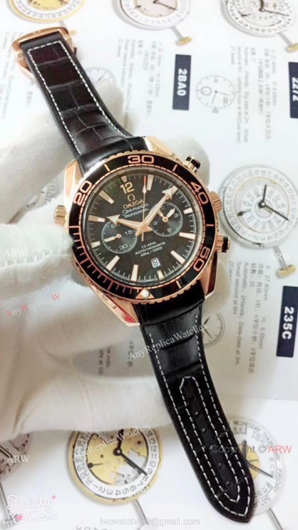 Best Copy Omega Planet Ocean 600m Chronograph Watch Red Black Bezel 5
