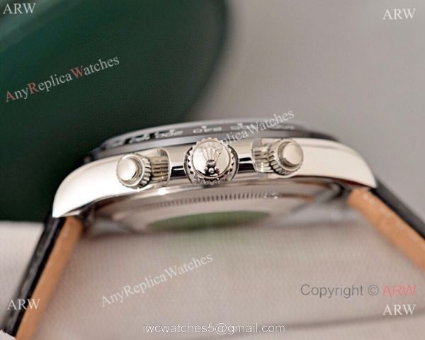 Rolex Daytona Blue Dial Replica watch Black Leather Strap 5