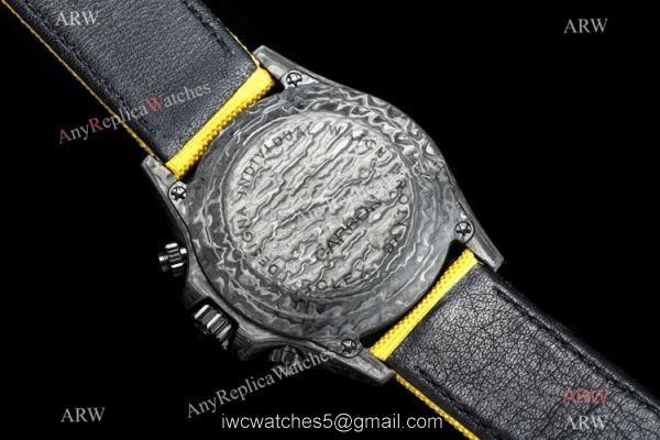 New! TW Factory Rolex Diw Carbon Daytona Swiss 7750 Copy Watch Yellow Fabric Leather Band 5
