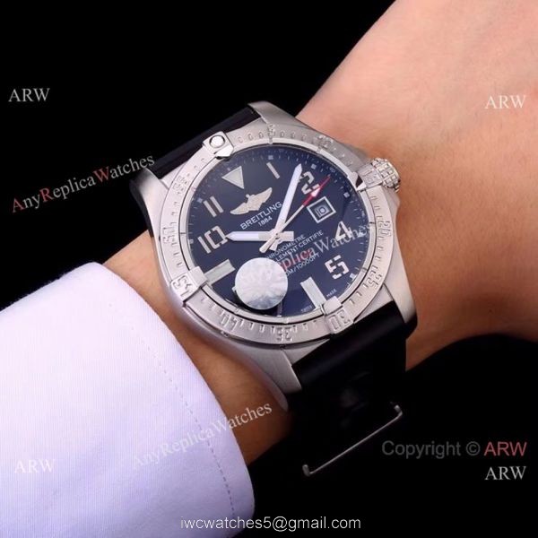 Breitling Avenger II Seawolf Black Dial Black Rubber Band Watch 44mm 5