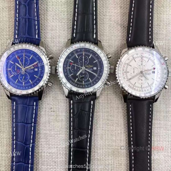 Breitling Navitimer World GMT 46mm Black / Black Leather Stainless Steel Watch 5