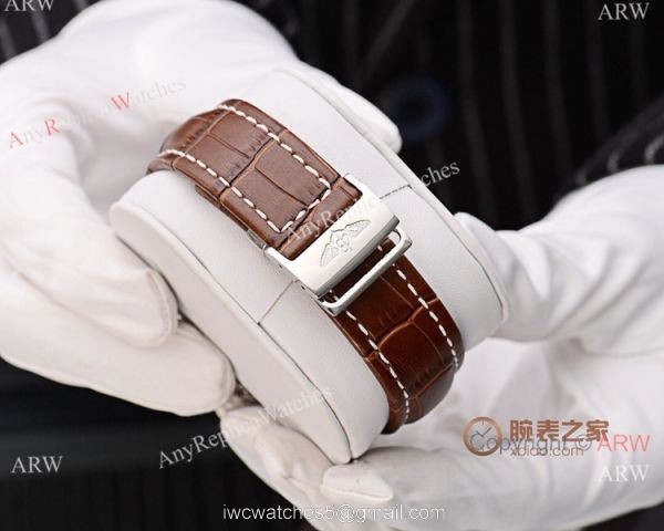 Fake Breitling Chronomat Watches White Dial Black Leather Strap 5