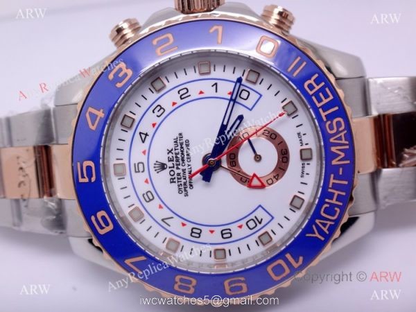 2-Tone Rose Gold Rolex Yacht-Master II Watch Blue Ceramic w/ Countdown Function 5