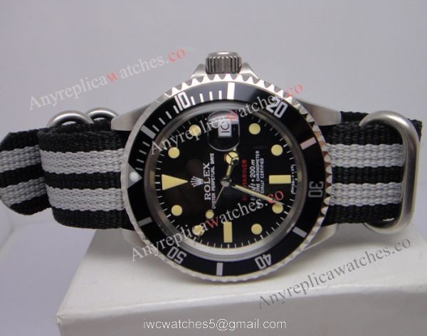 New Single Red Vintage Submariner Replica Watch 40mm Nato Strap 5