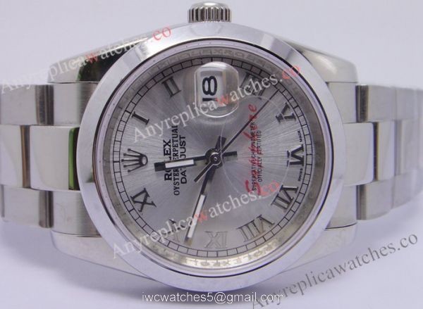 Rolex Datejust Stainless Steel Oyster Band Silver Roman Face Replica Watch 5