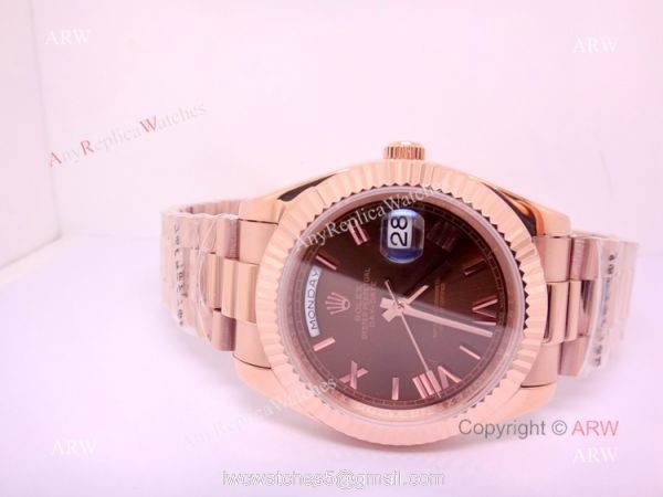 AAA Replica Rolex Day-Date Chocolate Face Watch New 40mm Case 5