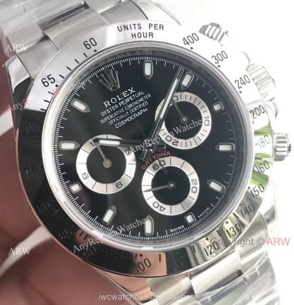 1:1 Clone Rolex Cosmograph Daytona Black Face Watch / Noob Daytona 4130 5
