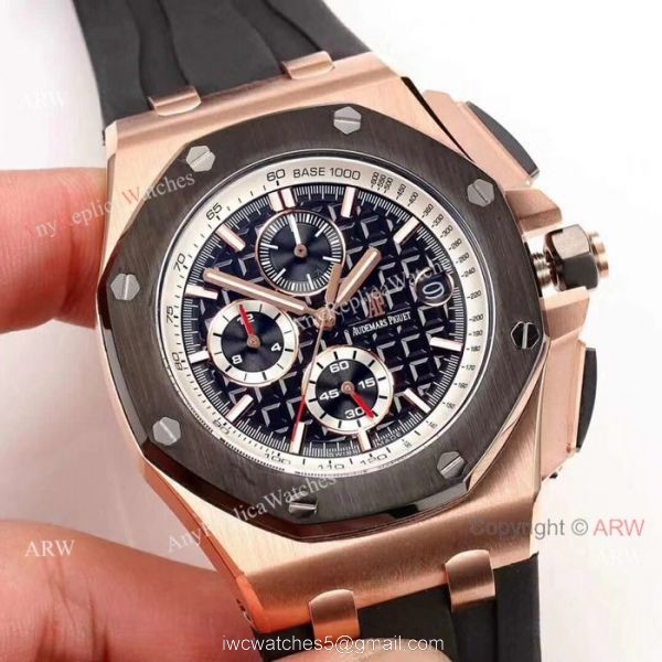 Audemars Piguet Royal Oak Offshore Replica Watch Black Case Rose Gold Bezel 5