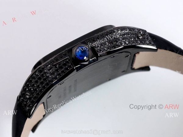 AAA Replica Cartier Santos Black Diamond Watch Automatic 5