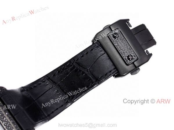 Knockoff Cartier Santos Chronograph Watch Black Diamonds 5