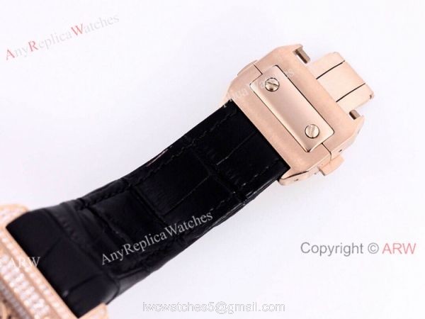 Knockoff Cartier Santos Chronograph Watch Rose Gold Diamond 45mm 5