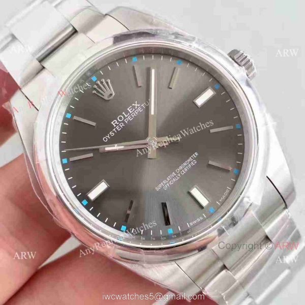 Swiss Replica Rolex Oyster Perpetual Watch Gray Dial Original Style Buckle 5