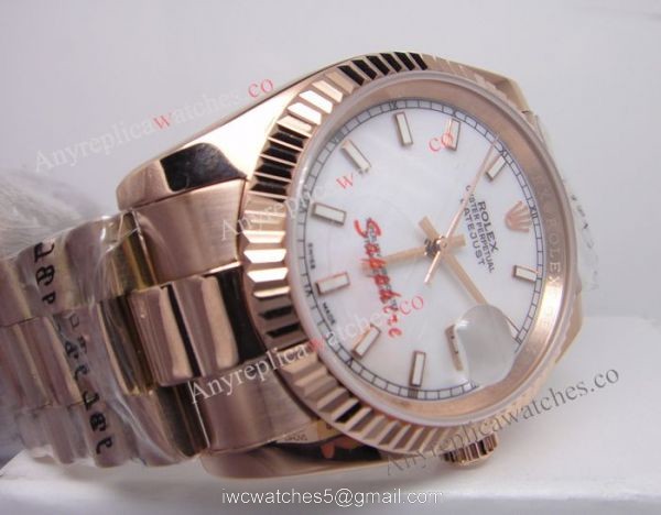 Rolex Datejust Replica Watch Rose Gold Presidential White MOP Dial 5