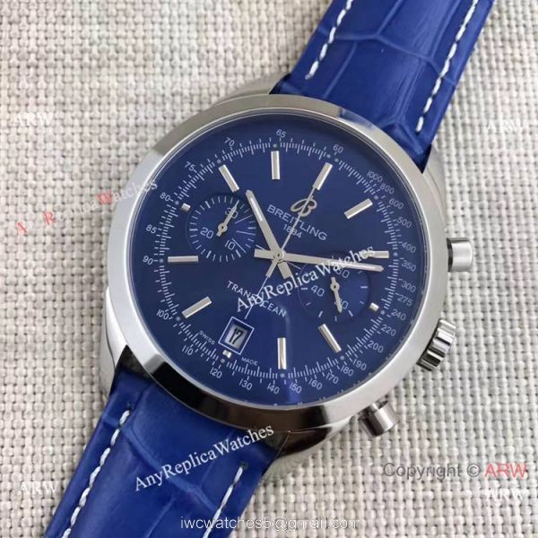 Clone Breitling Transocean Watch Black Chronograph Leather Strap 5