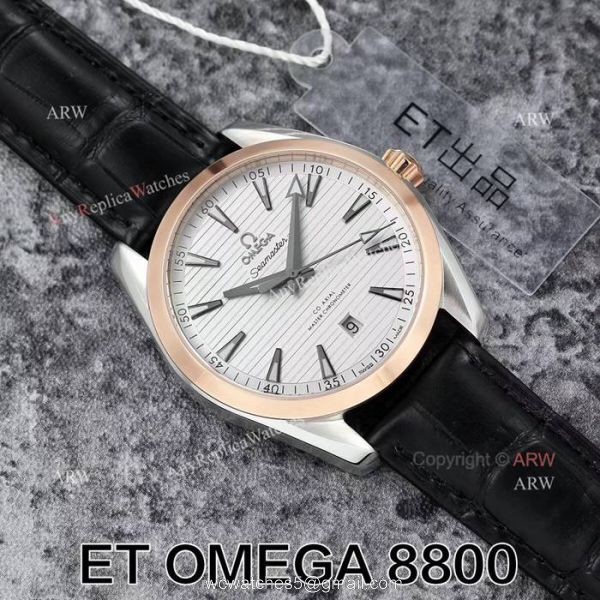 Swiss ETA 8800 Movement Omega Seamaster Superluminova Leather Strap Watch 5