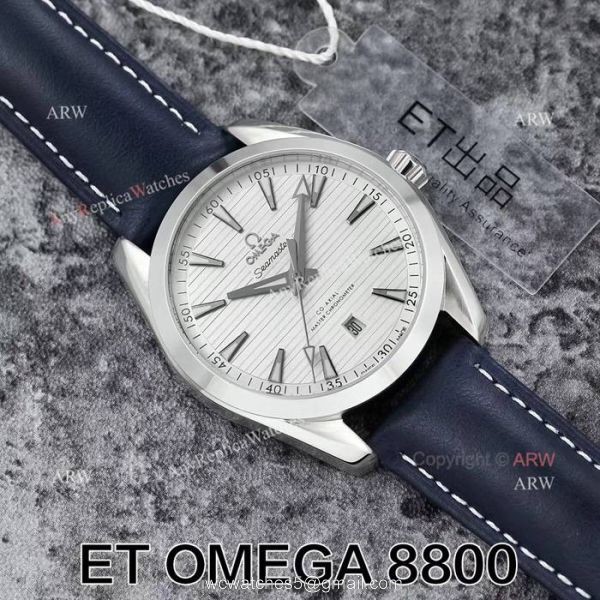 Replica Omega Seamaster Swiss ETA 8800 Movement Superluminova Leather Band Watch 5