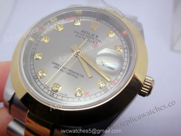 Rolex Datejust II Replica Watch 41mm 2-Tone Silver Face Round Bezel 5