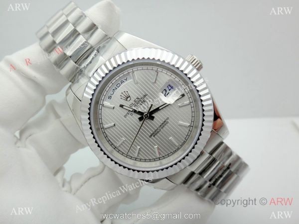 High Quality Replica Rolex Watch Day Date II Stainless Steel Case 40mm 5