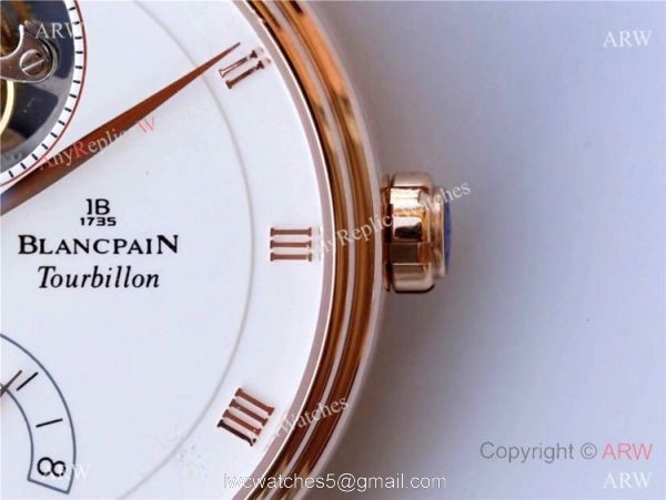Best 1:1 Copy JB Factory Blancpain Villeret REAL Tourbillon 8 Jours Watch Rose Gold 5