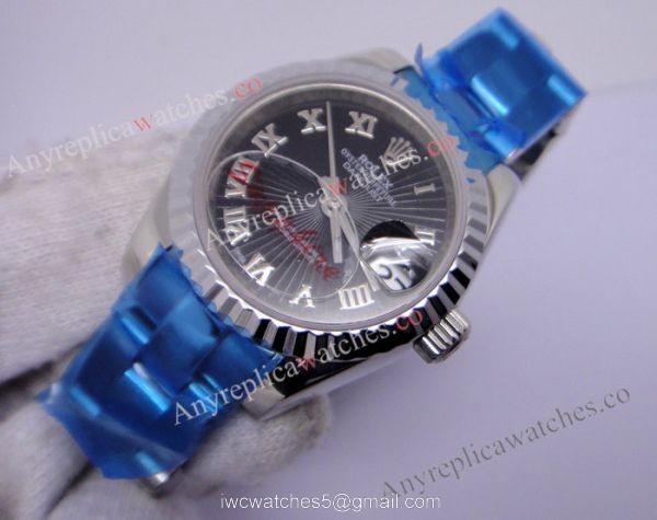 Replica Rolex Datejust Men Watch SS Black Sunburst Dial 5