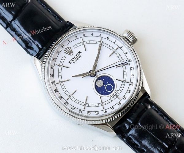 SWISS Grade Rolex Cellini Moonphase Replica Watch Black or White Dial 5
