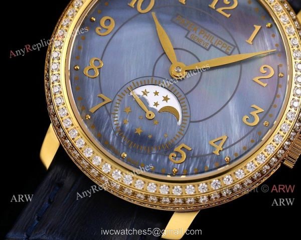 Swiss Patek Philippe Complications 4968R Watch Blue Mother of Pearl Gold Case 5