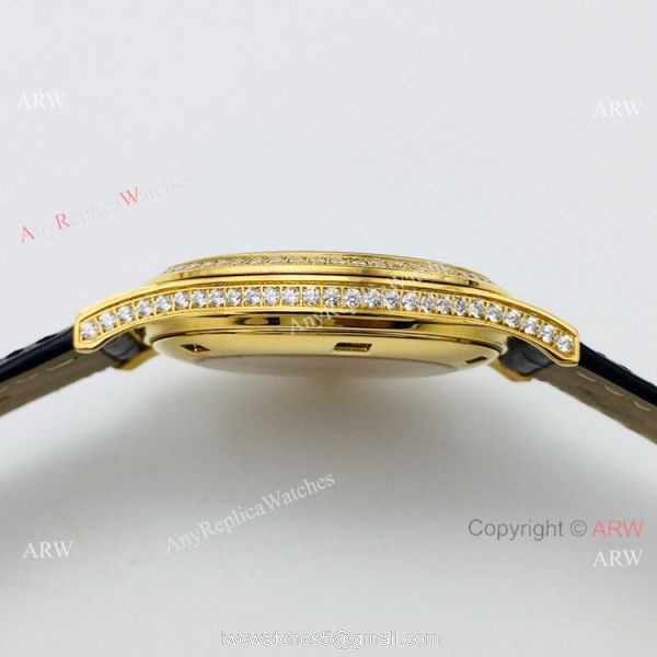 Swiss Replica Patek Philippe Calatrava V2 version Yellow Gold Diamond Watch 5