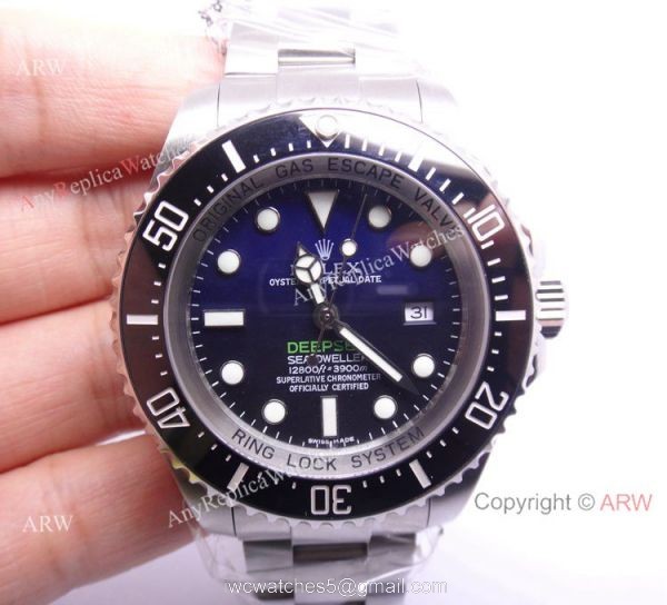 Noob Factory V3 Replica Rolex Deepsea Watch with D-Blue Face Black Ceramic Bezel 5