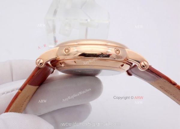 Rose Gold Patek Philippe Moon Phase Brown Leather Mens Replica Watch 5