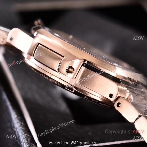 Copy Patek Philippe Nautilus Womens Rose Gold and Diamond 35mm watch Swiss Quality 5
